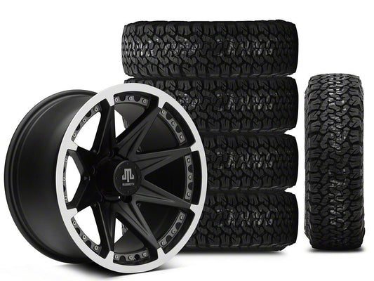 Mammoth Type 88 Black 17x9 Wheel and BF Goodrich All Terrain TA KO2 315/70R17 Tire Kit (07-18 Jeep Wrangler JK)