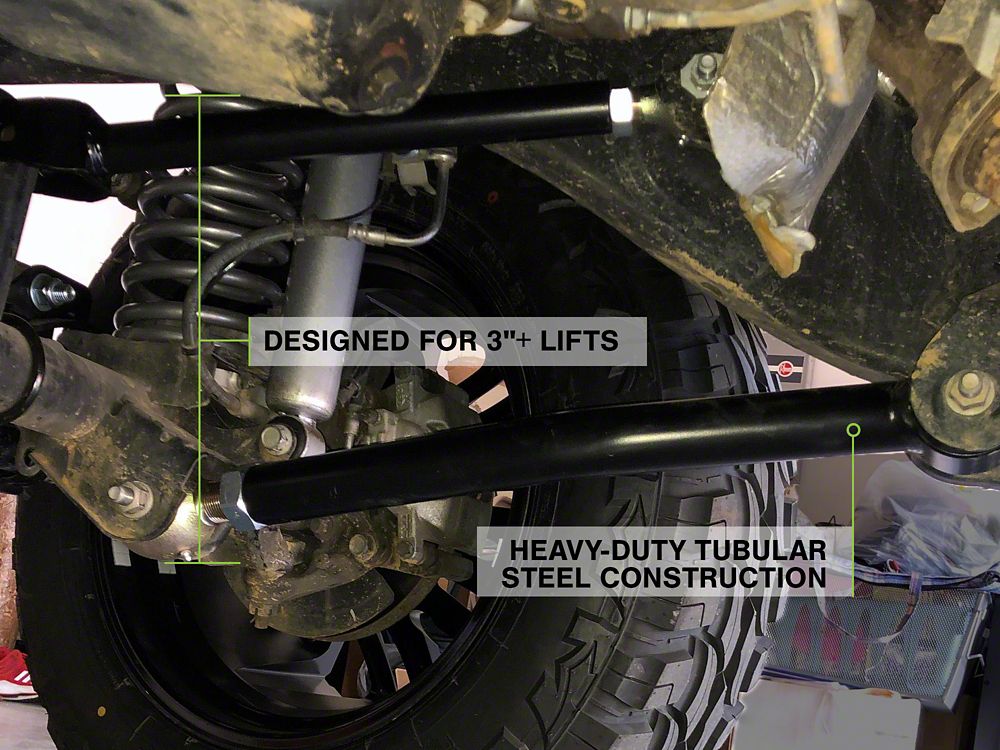Mammoth Adjustable Front and Rear Short Control Arms for 3+ Inch Lift (07-18 Jeep Wrangler JK)