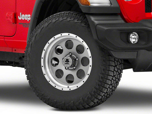 Mammoth 8 Aluminum Simulated Beadlock Anthracite Wheel; 17x9; -6mm Offset (18-25 Jeep Wrangler JL)