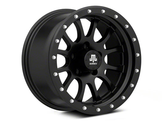 Mammoth 12 Hole Simulated Simulated Beadlock Matte Black Wheel; 17x9; -6mm Offset (07-18 Jeep Wrangler JK)