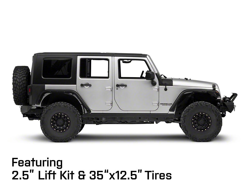 Mammoth D-Window Simulated Beadlock Gloss Black Wheel; 15x10; -44mm Offset (07-18 Jeep Wrangler JK)