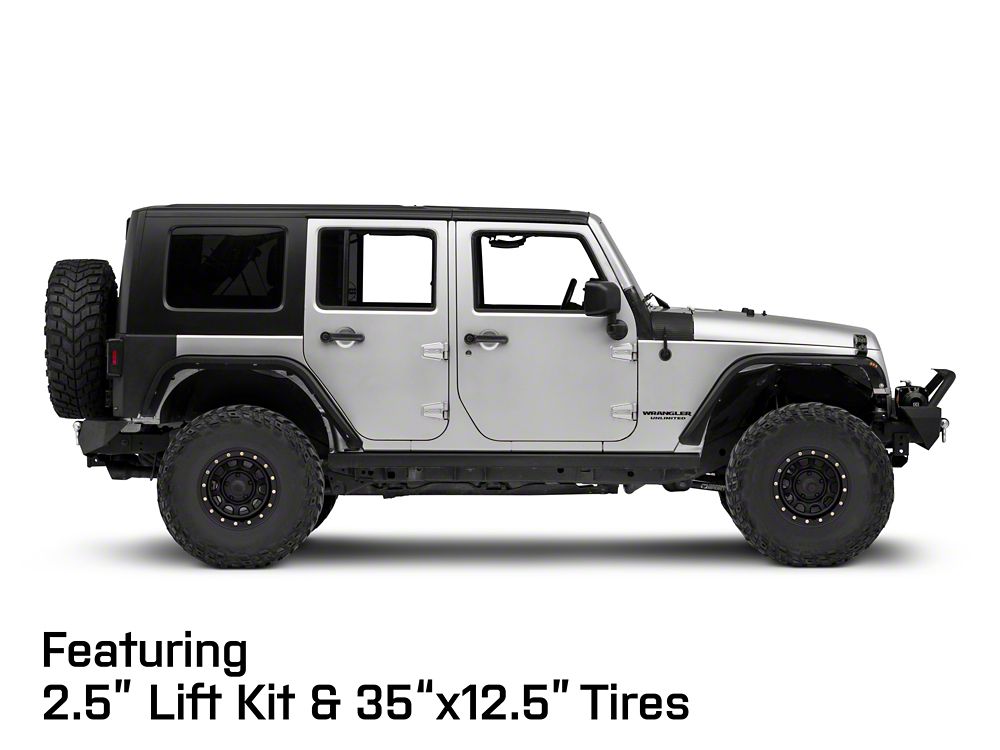 Mammoth D-Window Simulated Beadlock Matte Black Wheel; 15x10; -44mm Offset (07-18 Jeep Wrangler JK)