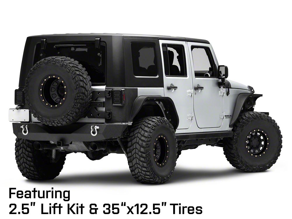 Mammoth D-Window Simulated Beadlock Matte Black Wheel; 15x10; -44mm Offset (07-18 Jeep Wrangler JK)