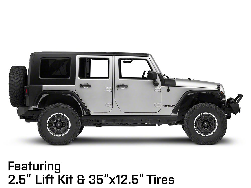 Mammoth Split 16 Beadlock Satin Black with Polished Lip Wheel; 17x9; -6mm Offset (07-18 Jeep Wrangler JK)