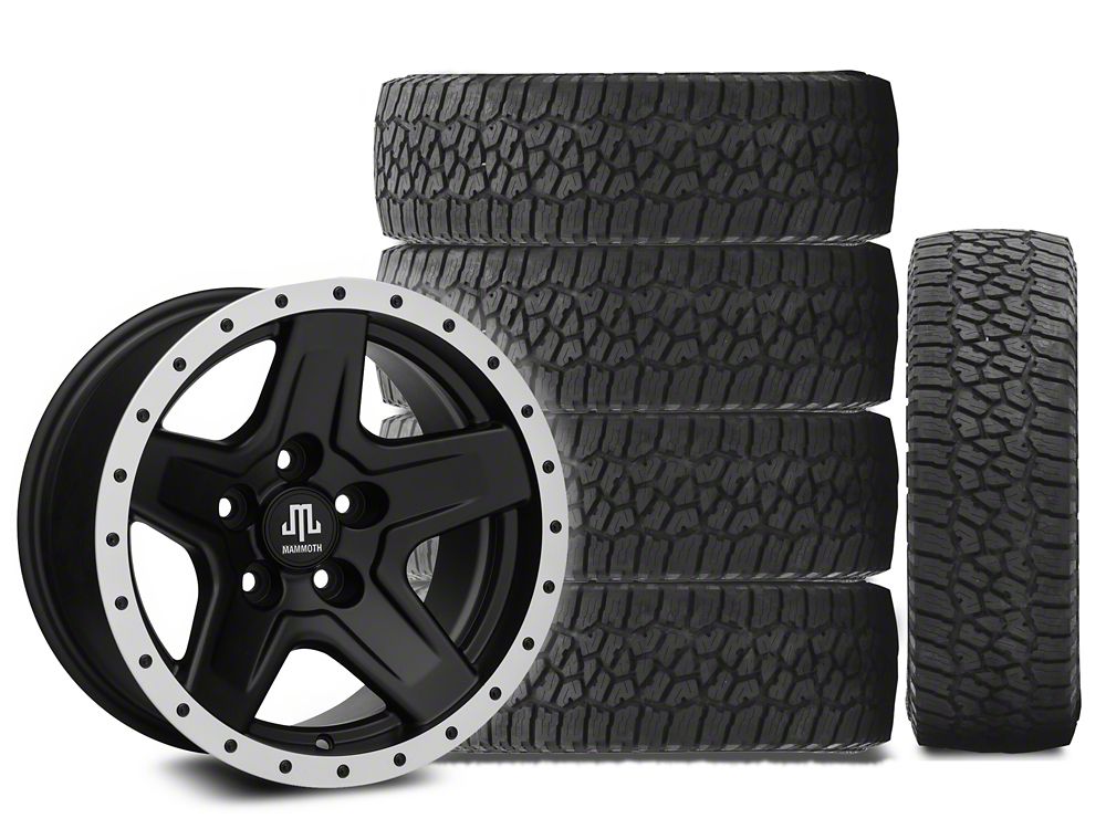 15x8 Mammoth Boulder Beadlock Style Wheel & 33in Falken All-Terrain Wildpeak A/T3W Tire Package; Set of 5 (97-06 Jeep Wrangler TJ)