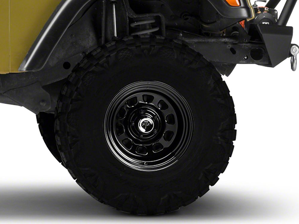 15x8 Mammoth D Window Wheel & 33in Mudclaw Mud-Terrain Comp MTX Tire Package; Set of 5 (97-06 Jeep Wrangler TJ)