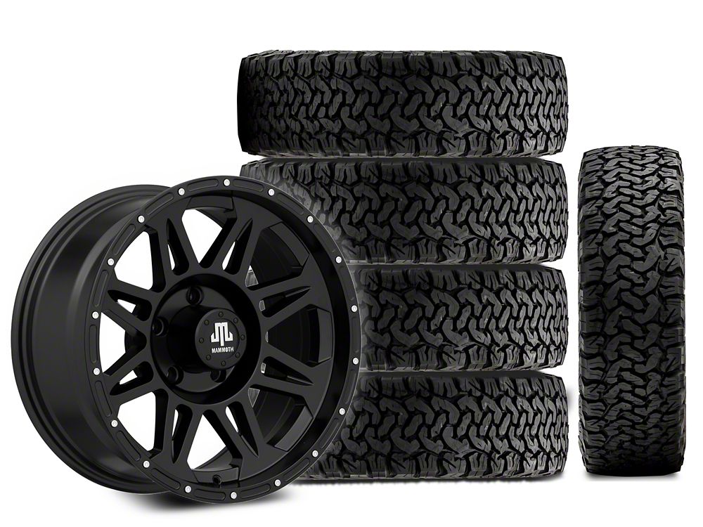 17x8 Mammoth Split 8 Wheel & 33in BF Goodrich All-Terrain T/A KO Tire Package; Set of 5 (07-18 Jeep Wrangler JK)