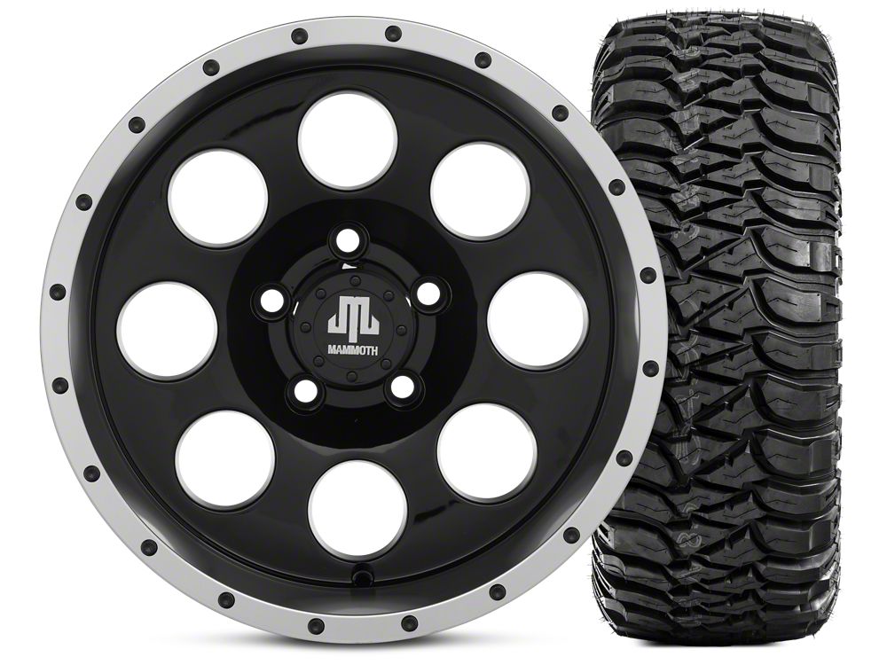Mammoth 8 Simulated Beadlock 15x8 Wheel and Mickey Thompson Baja MTZ 33X12.50R15 Tire Kit (87-06 Jeep Wrangler YJ & TJ)