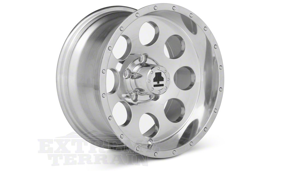 Mammoth 8 Simulated Beadlock Style Polished 15x8 Wheel and Mickey Thompson Baja MTZ 33X12.50R15 Tire Kit (87-06 Jeep Wrangler YJ & TJ)