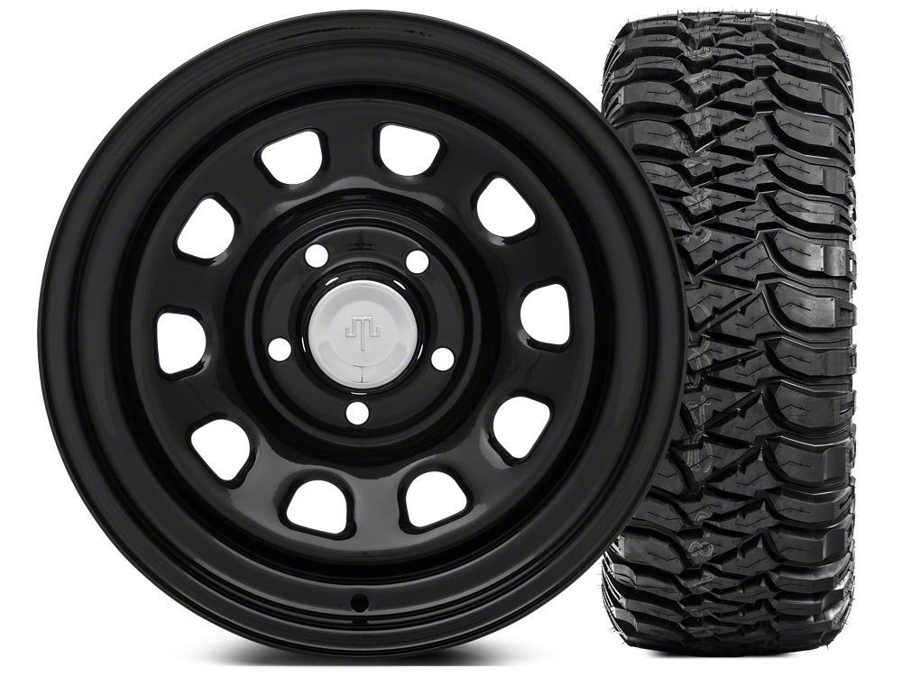 Mammoth D Window Steel 15x8 Wheel and Mickey Thompson Baja MTZ 33X12.50R15 Tire Kit (87-06 Jeep Wrangler YJ & TJ)
