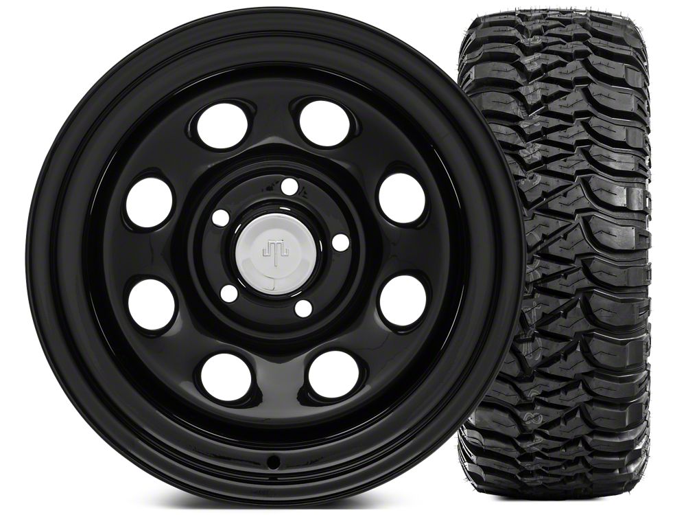 Mammoth 8 Steel 15x10 Wheel and Mickey Thompson Baja MTZ 33X12.50R15 Tire Kit (87-06 Jeep Wrangler YJ & TJ)