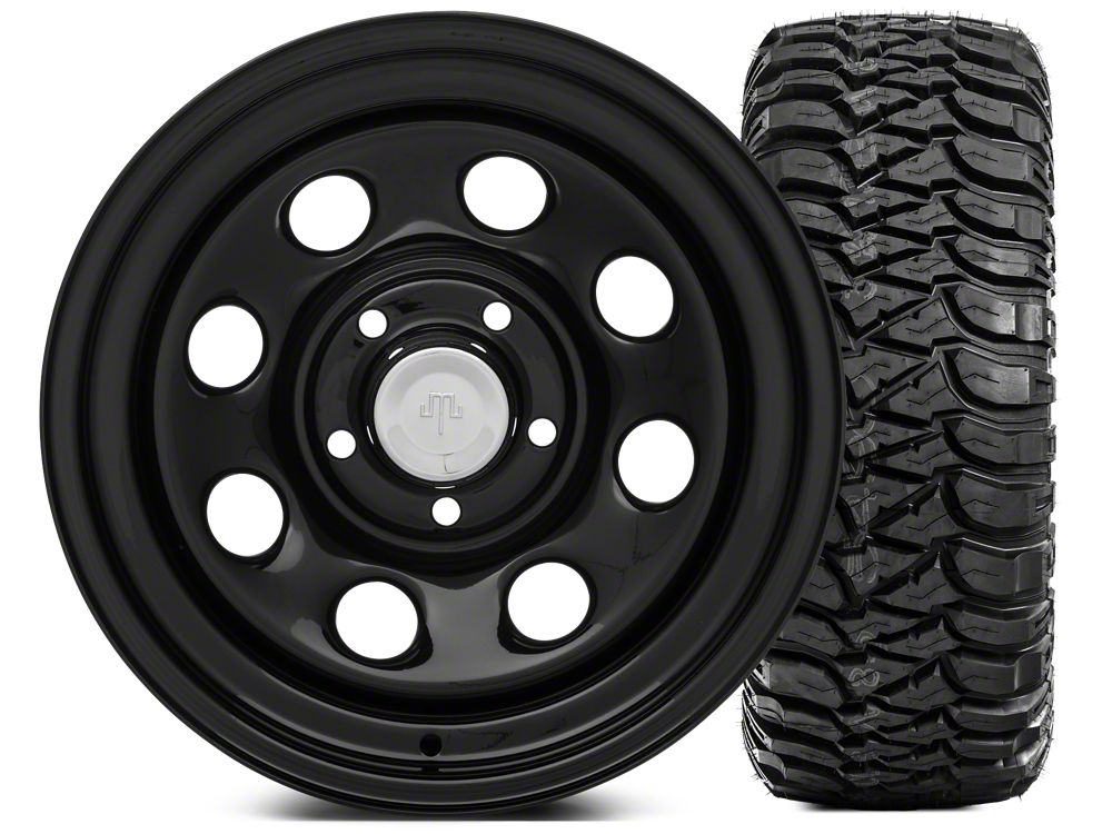Mammoth 8 Steel 15x8 Wheel and Mickey Thompson Baja MTZP3 33X12.50R15 Tire Kit (87-06 Jeep Wrangler YJ & TJ)