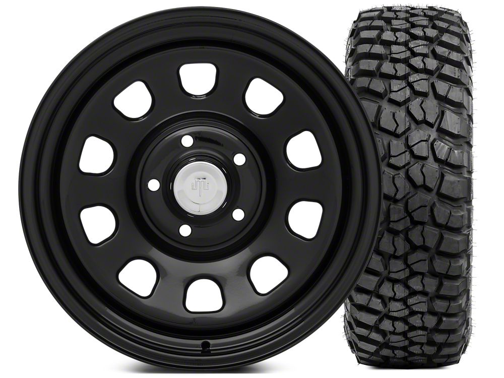 Mammoth D Window Steel 17x9 Wheel and BF Goodrich KM2 Tire Kit 35x12.50 R17 Tire Kit (07-18 Jeep Wrangler JK)