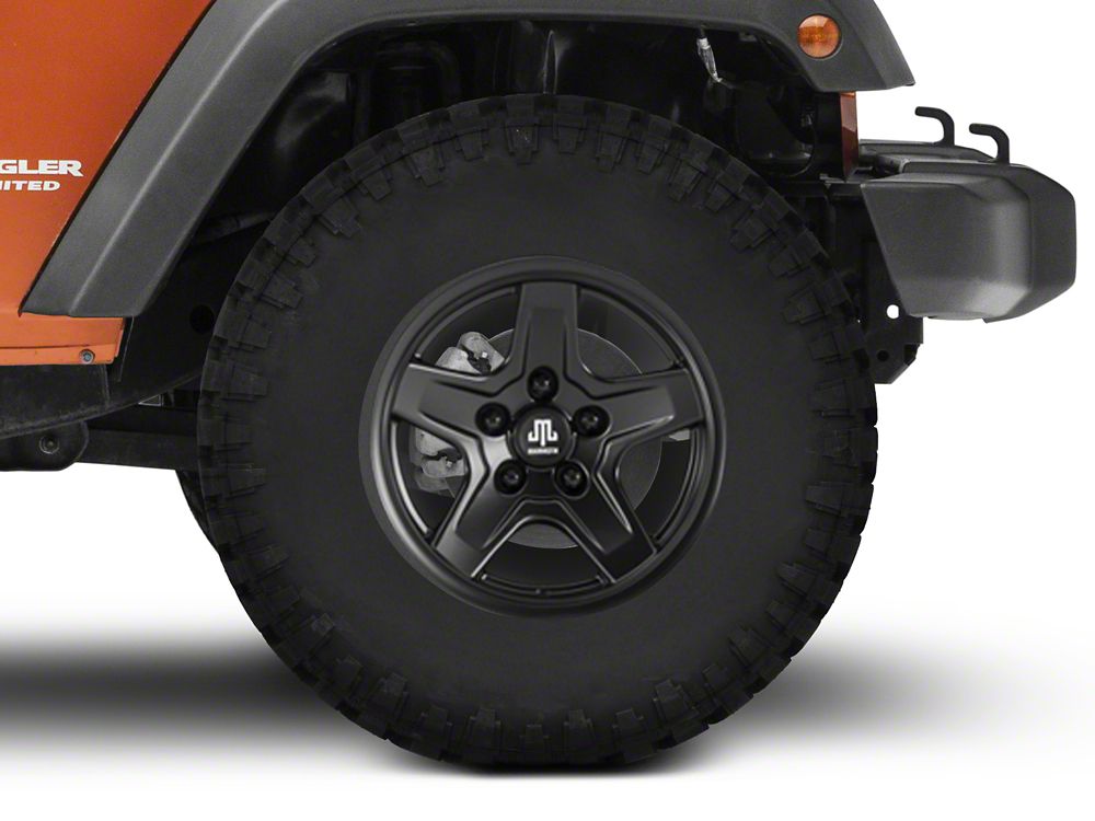 17x9 Mammoth Boulder & 35in Mudclaw Mud-Terrain Comp MTX Tire Package; Set of 5 (07-18 Jeep Wrangler JK)