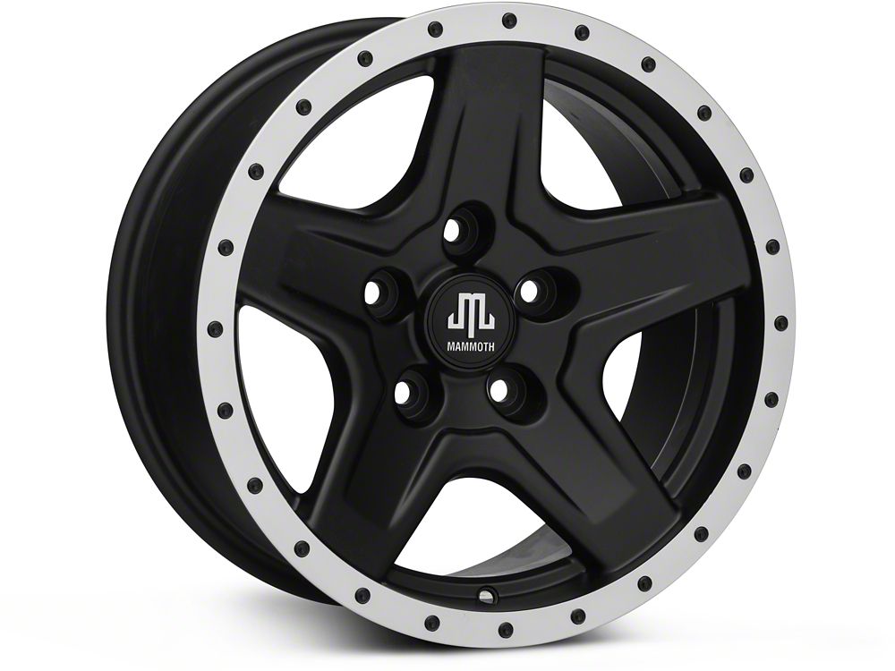 16x8 Mammoth Boulder Beadlock Style & 32in Milestar All-Terrain Patagonia AT/R Tire Package; Set of 5 (07-18 Jeep Wrangler JK)