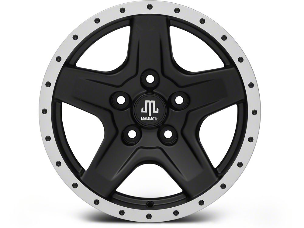 16x8 Mammoth Boulder Beadlock Style & 32in Milestar All-Terrain Patagonia AT/R Tire Package; Set of 5 (07-18 Jeep Wrangler JK)