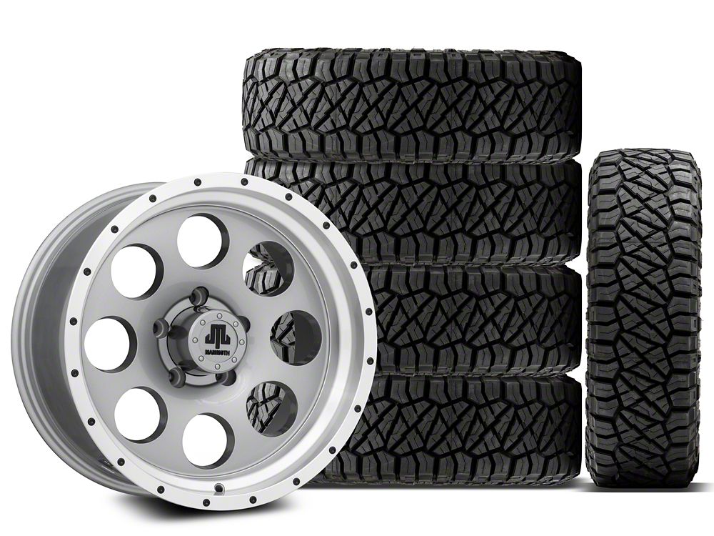 17x9 Mammoth 8 Beadlock & 33in NITTO All-Terrain Ridge Grappler A/T Tire Package; Set of 5 (07-18 Jeep Wrangler JK)