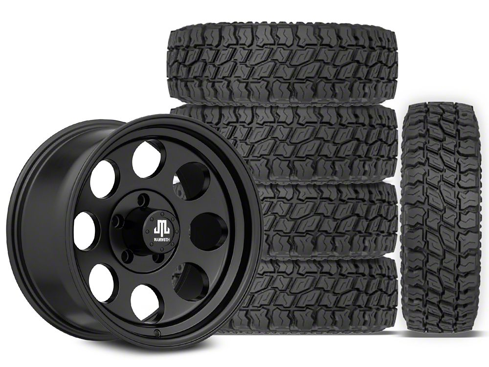 17x9 Mammoth 8 Aluminum & 35in Mudclaw Mud-Terrain Comp MTX Tire Package; Set of 5 (07-18 Jeep Wrangler JK)