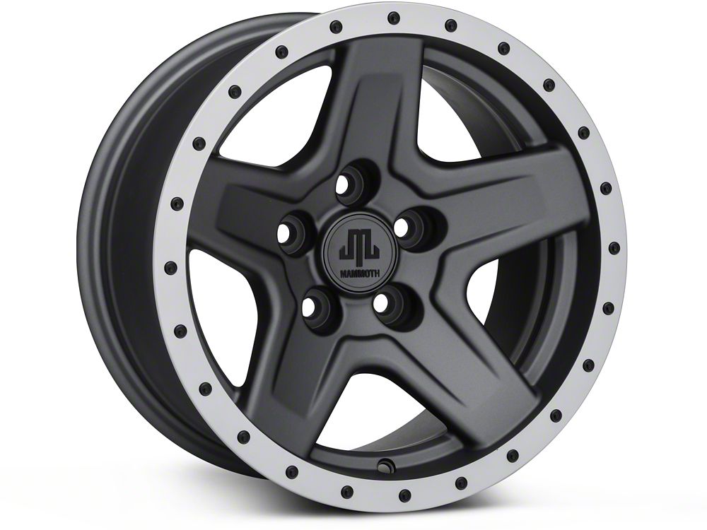 15x8 Mammoth Boulder Beadlock Style & 31in Mudclaw Mud-Terrain Comp MTX Tire Package; Set of 5 (97-06 Jeep Wrangler TJ)