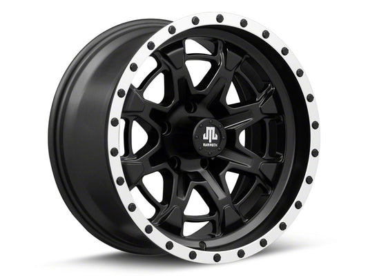 Mammoth Split 16 Beadlock Satin Black with Polished Lip Wheel; 18x9; -6mm Offset (07-18 Jeep Wrangler JK)