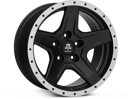 Mammoth Boulder Simulated Beadlock Style Black Wheel; 17x9; -6mm Offset (20-25 Jeep Gladiator JT)