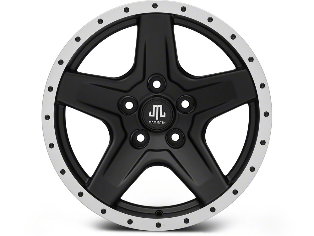Mammoth Boulder Simulated Beadlock Style Black Wheel; 17x9; -6mm Offset (20-25 Jeep Gladiator JT)