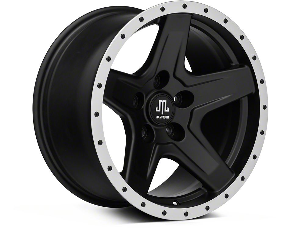 Mammoth Boulder Simulated Beadlock Style Black Wheel; 17x9; -6mm Offset (20-25 Jeep Gladiator JT)