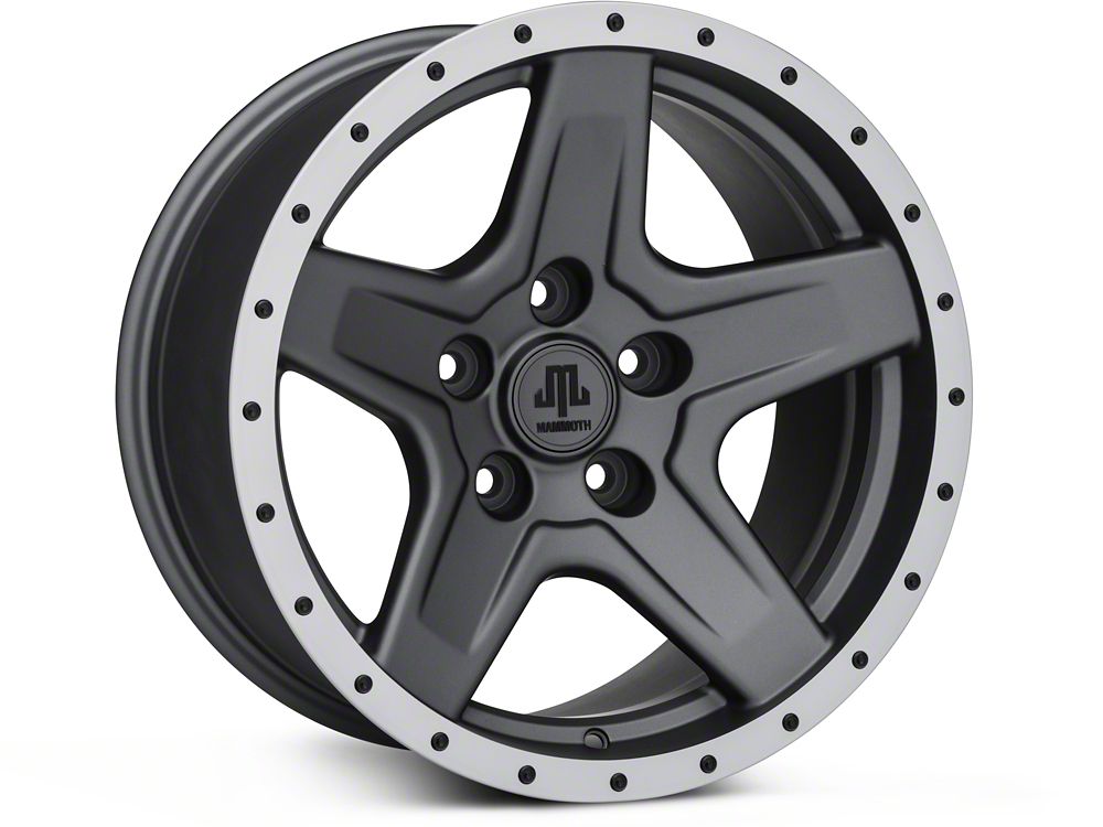 Mammoth Boulder Simulated Beadlock Style Charcoal Wheel; 17x9; -6mm Offset (20-25 Jeep Gladiator JT)