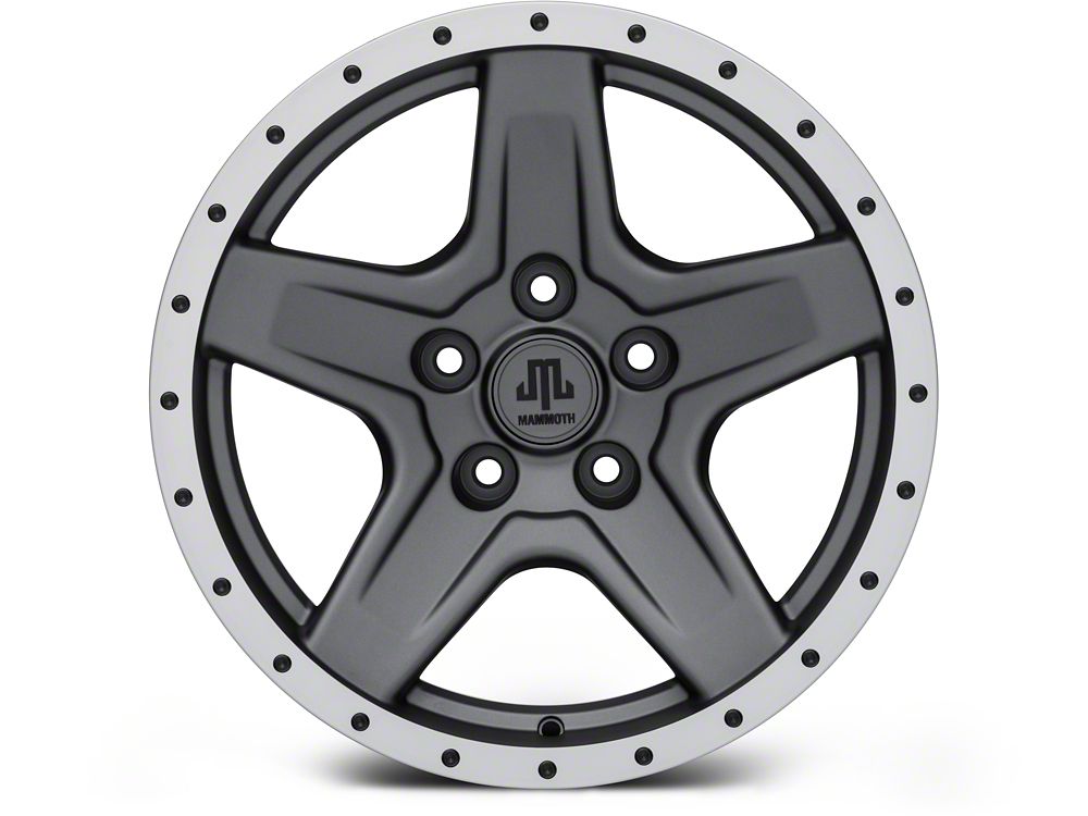 Mammoth Boulder Simulated Beadlock Style Charcoal Wheel; 17x9; -6mm Offset (20-25 Jeep Gladiator JT)