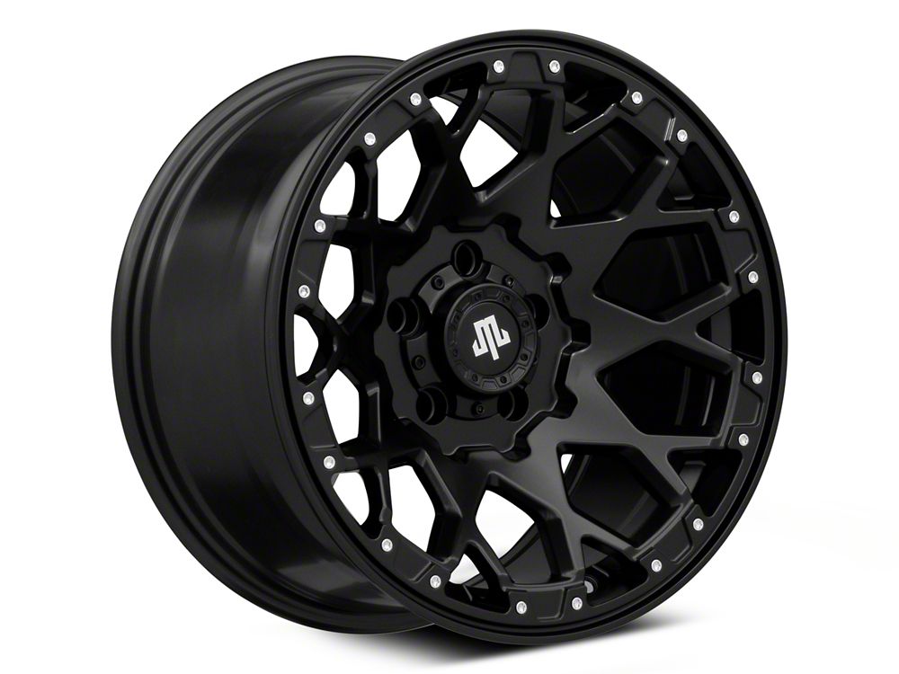 Mammoth Vex Satin Black Machined Wheel; 17x9; -6mm Offset (20-25 Jeep Gladiator JT)