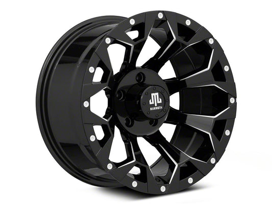 Mammoth Dark Star Gloss Black Machined Wheel; 17x9; -6mm Offset (20-25 Jeep Gladiator JT)