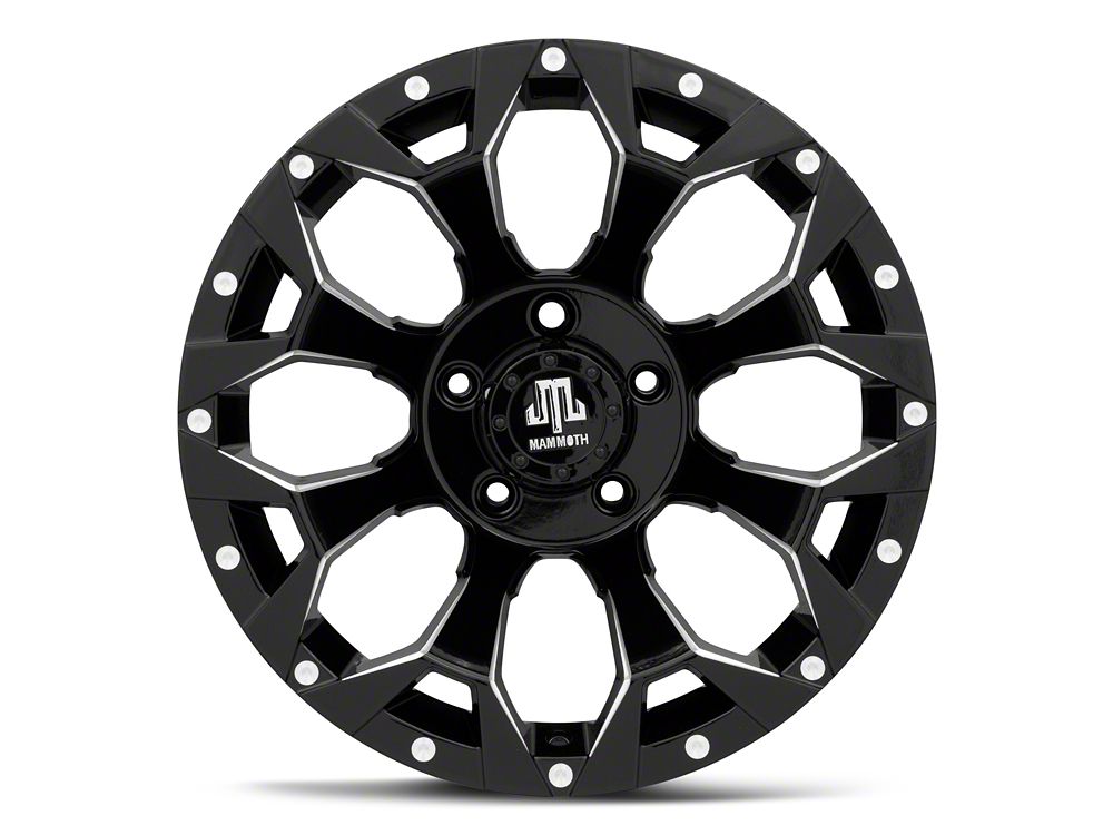 Mammoth Dark Star Gloss Black Machined Wheel; 17x9; -6mm Offset (20-25 Jeep Gladiator JT)