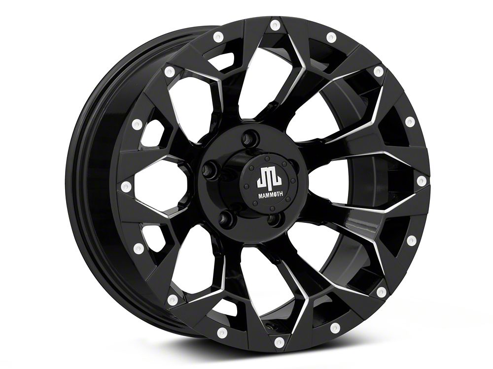 Mammoth Dark Star Gloss Black Machined Wheel; 17x9; -6mm Offset (20-25 Jeep Gladiator JT)