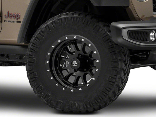 Mammoth 12 Hole Simulated Simulated Beadlock Matte Black Wheel; 17x9; -6mm Offset (20-25 Jeep Gladiator JT)