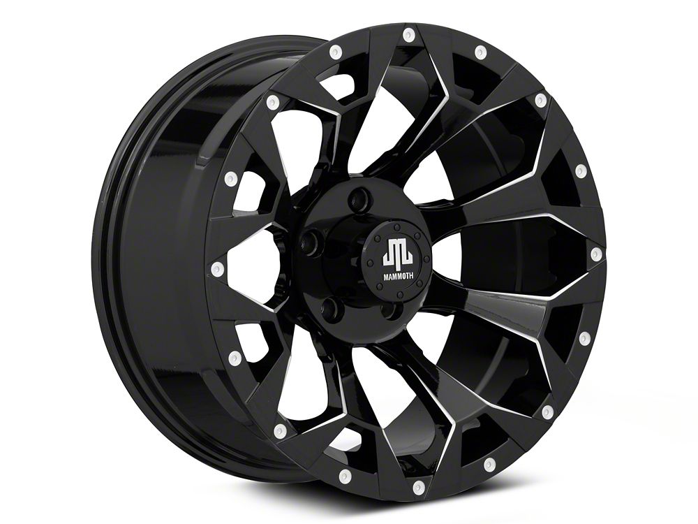 Mammoth Dark Star Gloss Black Machined Wheel; 18x9; -6mm Offset (20-25 Jeep Gladiator JT)