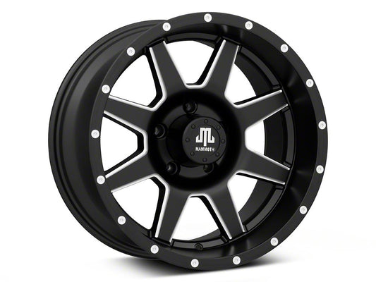 Mammoth 8 Spoke Simulated Beadlock Matte Black Machined Wheel; 17x9; -6mm Offset (20-25 Jeep Gladiator JT)