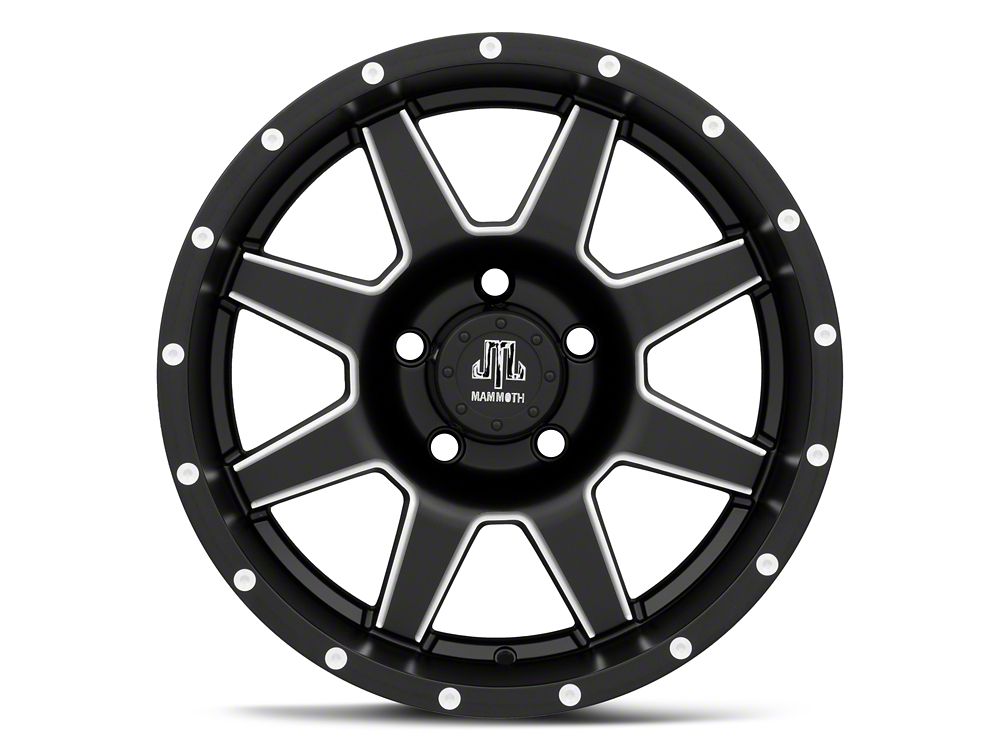 Mammoth 8 Spoke Simulated Beadlock Matte Black Machined Wheel; 17x9; -6mm Offset (20-25 Jeep Gladiator JT)
