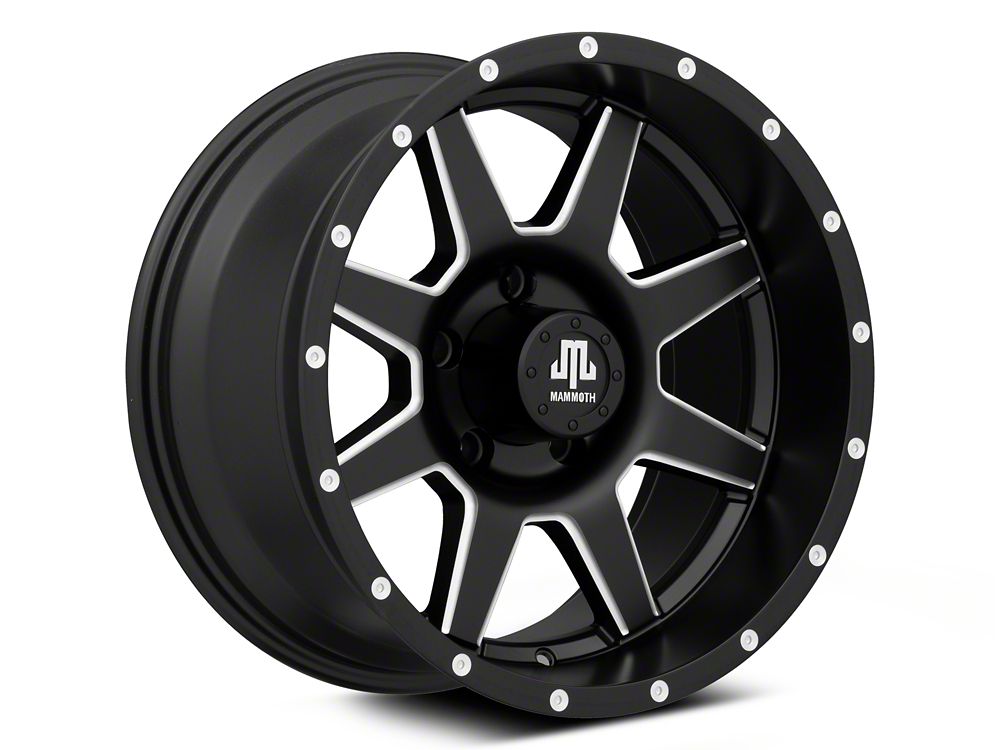 Mammoth 8 Spoke Simulated Beadlock Matte Black Machined Wheel; 17x9; -6mm Offset (20-25 Jeep Gladiator JT)