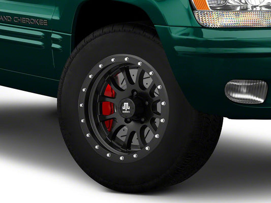 Mammoth 12 Hole Simulated Simulated Beadlock Matte Black Wheel; 17x9; -6mm Offset (99-04 Jeep Grand Cherokee WJ)