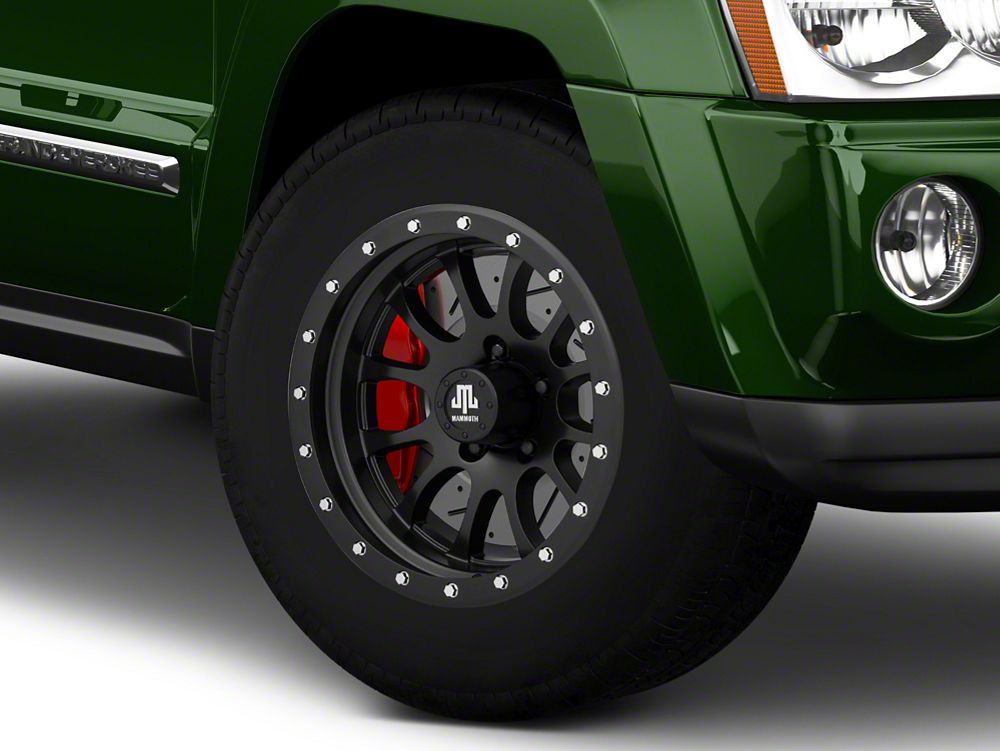 Mammoth 12 Hole Simulated Simulated Beadlock Matte Black Wheel; 17x9; -6mm Offset (05-10 Jeep Grand Cherokee WK, Excluding SRT8)