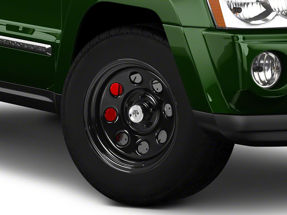 Mammoth 8 Steel Black Wheel with Polished Center Cap; 17x9; -6mm Offset (05-10 Jeep Grand Cherokee WK, Excluding SRT8)