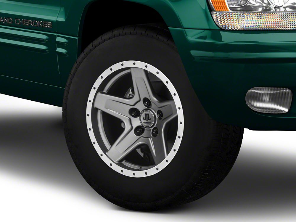 Mammoth Boulder Simulated Beadlock Style Charcoal Wheel; 17x9; -6mm Offset (99-04 Jeep Grand Cherokee WJ)