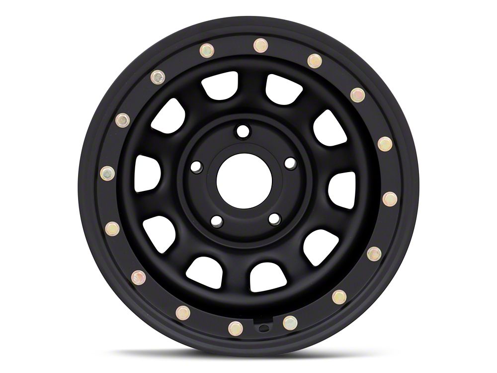 Mammoth D-Window Simulated Beadlock Matte Black Wheel; 15x10; -44mm Offset (99-04 Jeep Grand Cherokee WJ)