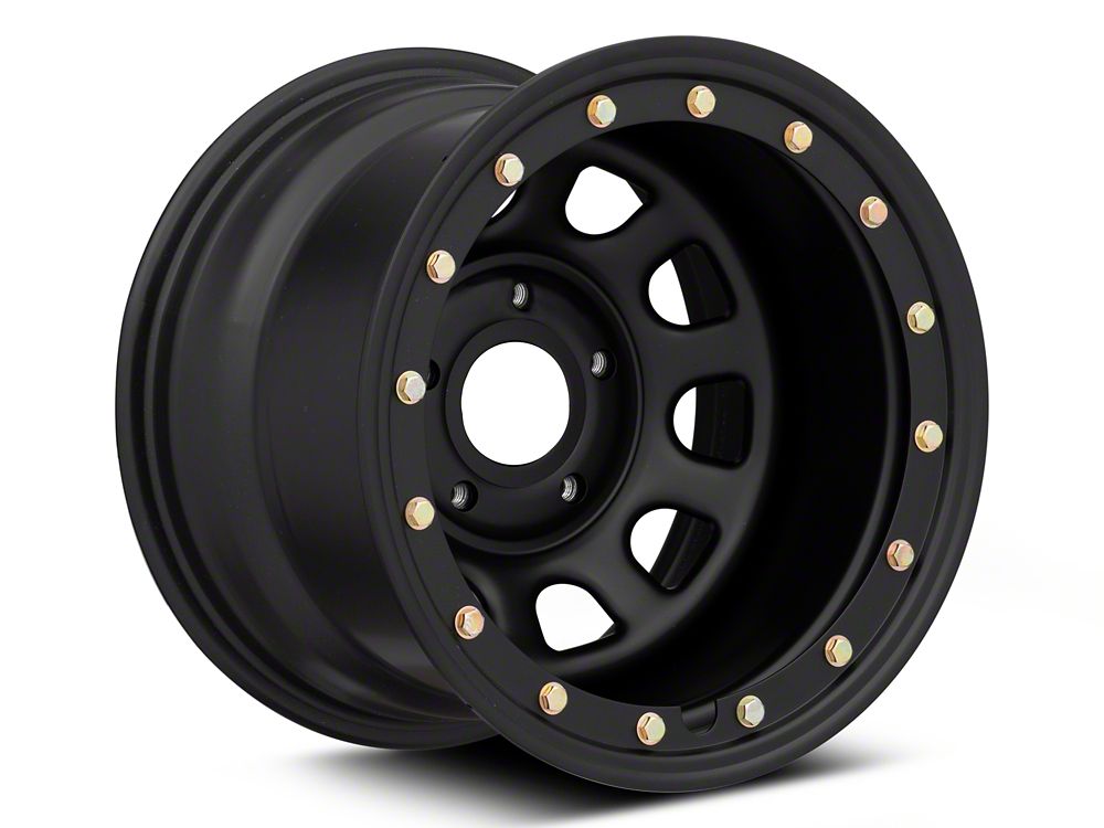 Mammoth D-Window Simulated Beadlock Matte Black Wheel; 15x10; -44mm Offset (99-04 Jeep Grand Cherokee WJ)