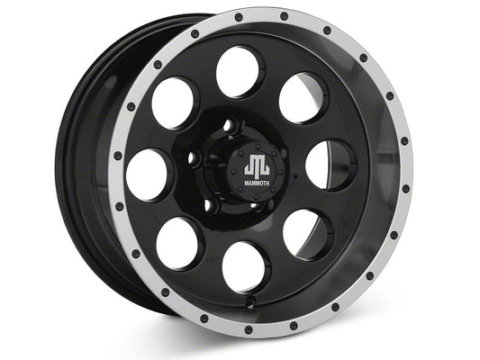 Mammoth 8 Simulated Beadlock Style Black Wheel; 15x8; -19mm Offset (93-98 Jeep Grand Cherokee ZJ)