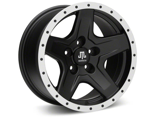 Mammoth Boulder Simulated Beadlock Style Black Wheel; 16x8; 0mm Offset (93-98 Jeep Grand Cherokee ZJ)