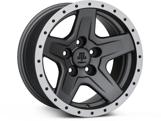 Mammoth Boulder Simulated Beadlock Style Charcoal Wheel; 15x8; -19mm Offset (93-98 Jeep Grand Cherokee ZJ)