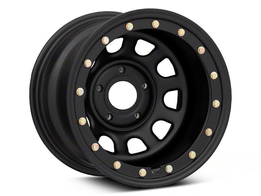 Mammoth D-Window Simulated Beadlock Matte Black Wheel; 15x10; -44mm Offset (93-98 Jeep Grand Cherokee ZJ)