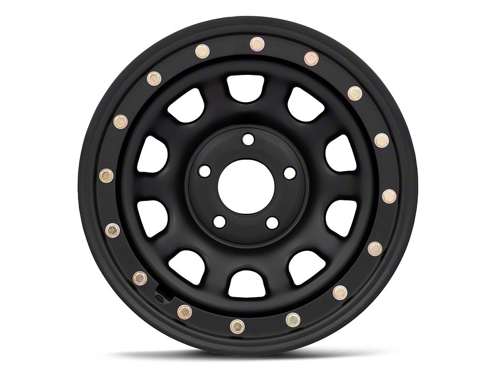 Mammoth D-Window Simulated Beadlock Matte Black Wheel; 15x8; -19mm Offset (93-98 Jeep Grand Cherokee ZJ)