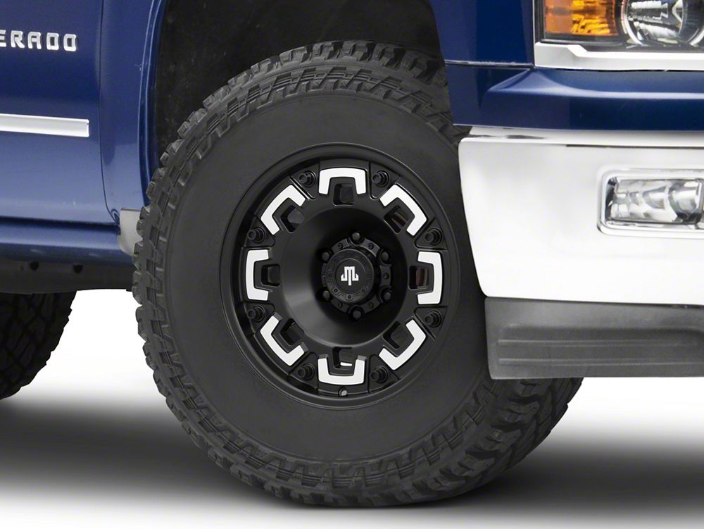 Mammoth Boss Satin Black Machined 6-Lug Wheel; 17x9; -6mm Offset (14-18 Silverado 1500)